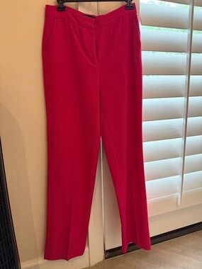 Zara Women's Bright Pink Straight-Leg Dress Pants